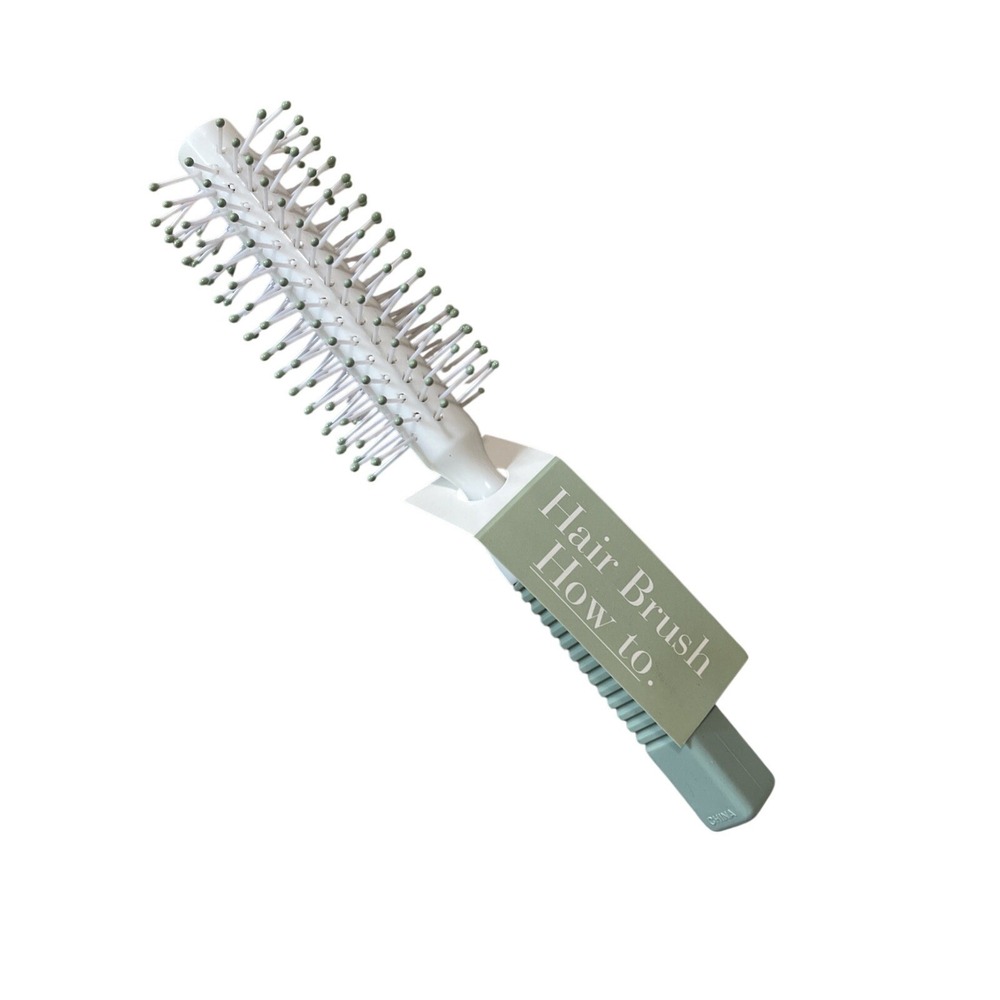 Vtg Clinique Plastic Travel Green Ball Tipped White Round‎ Hair Brush 90s Y2K 7"